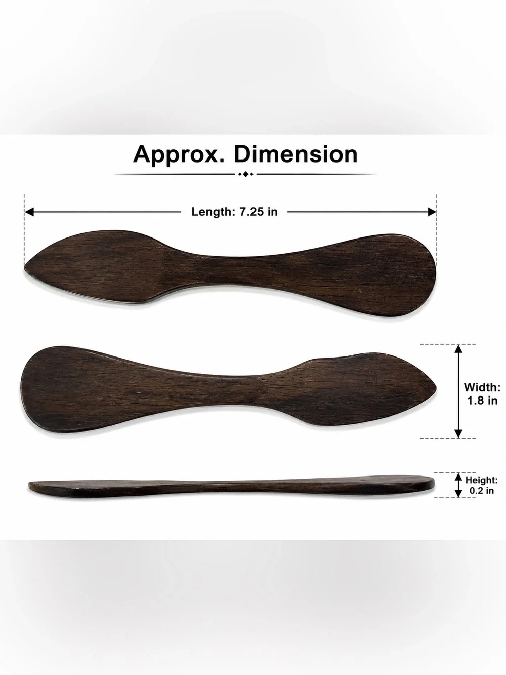Vintage Hand Carved Wooden Spreader Butter Knife Dark Wood Rustic Kitchen 7.25”
